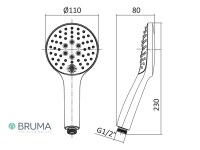 MEDIDAS DUCHA DE MANO 3 POSICIONES BODY&SOUL BRUMA